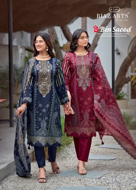 Bin Saeed 01 To 06 By Riaz Arts Cambric Cotton Dress Material Wholesale Market In Surat